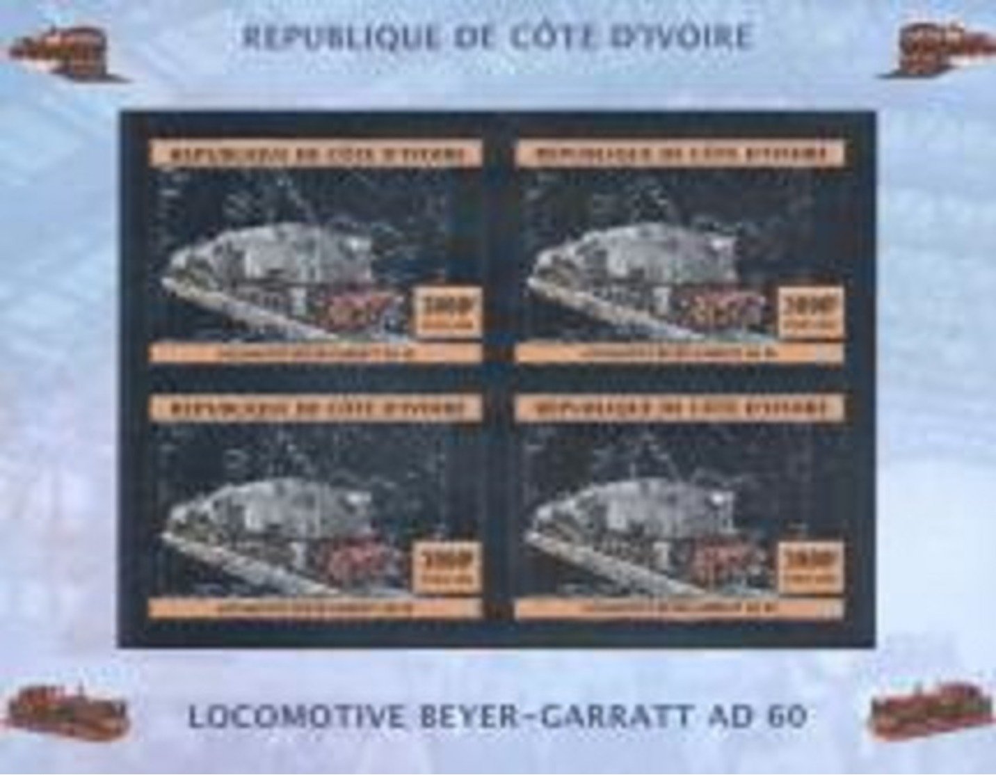 Cote d'Ivoire timbres-poste ferroviaires 2005 Locomotive Type Garratt des Chemins de Fer de New South Wales Classe AD60